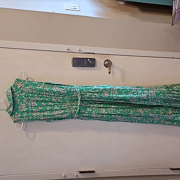 Draper James RSVP Green with Pink Flowers Linen Blend Maxi Dress S - Picture 4 of 8